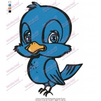 Cartoon of blue Bird Embroidery Design 02